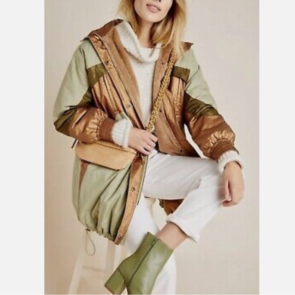 Anthropologie Adirondack Metallic Parka Jacket